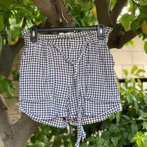 Mango black and white plaid shorts.